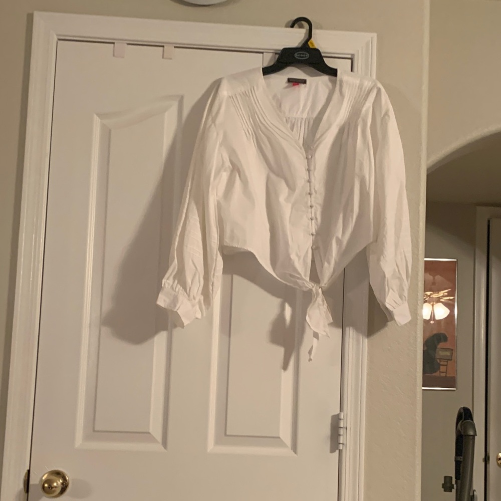 Vince Camuto Elegant White Tie-Front Blouse